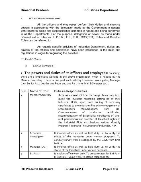 (ii) Powers & duties of the officers and employees