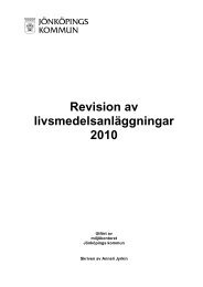 Revision av livsmedelsanlÃ¤ggningar 2010 - JÃ¶nkÃ¶pings kommun