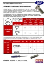 Snake Eye Countersunk Machine Screws