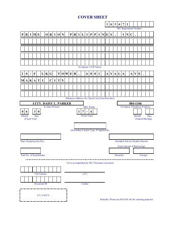 SEC Form 17-A - Prime Orion Philippines, Inc.