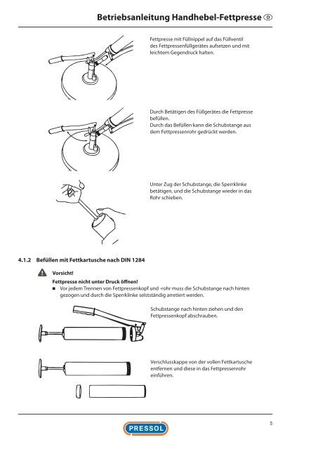 Betriebsanleitung Handhebel-Fettpresse - Pressol