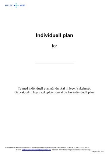 mal for individuell plan til palliative pasientar - Helse Bergen