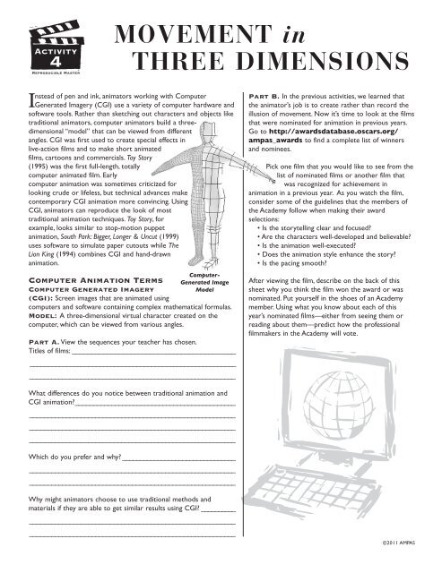 CREATING MOVEMENT FRAME by FRAME - Academy of Motion ...