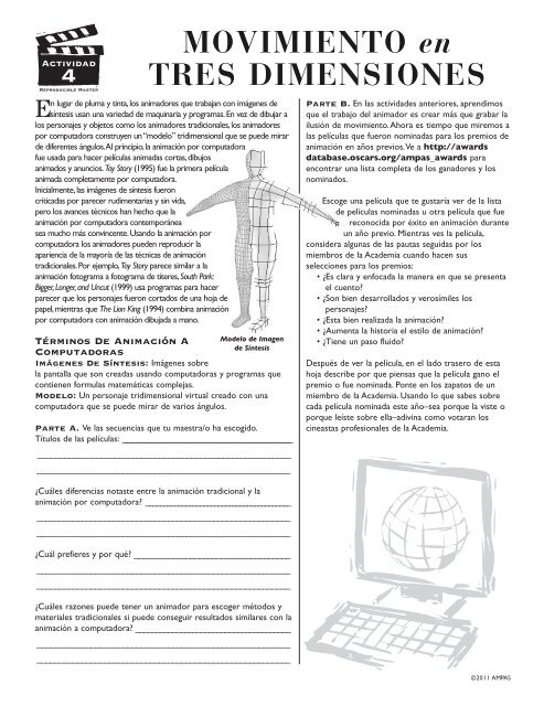 CREATING MOVEMENT FRAME by FRAME - Academy of Motion ...