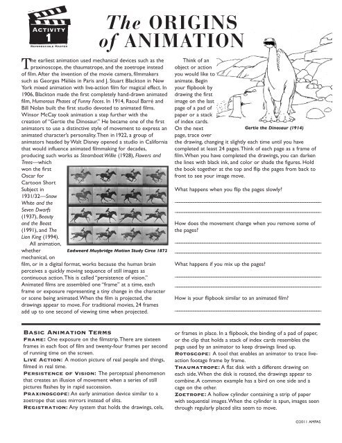 CREATING MOVEMENT FRAME by FRAME - Academy of Motion ...