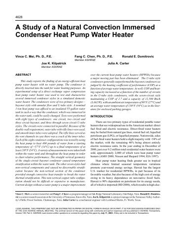A Study of a Natural Convection Immersed Condenser Heat Pump ...