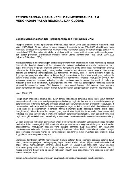 Pengembangan Usaha Kecil Dan Menengah Dalam Menghadapi