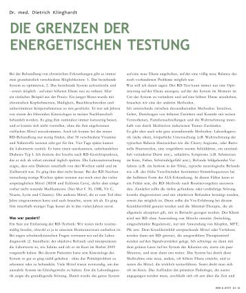 DIE GRENZEN DER ENERGETISCHEN TESTUNG - Cinak