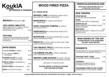 wood fired pizza - Frangos & Frangos