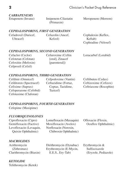 Clinician's Pocket Drug Reference 2008