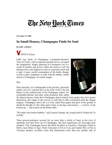 In Small Houses, Champagne Finds Its Soul - Michael Skurnik Wines