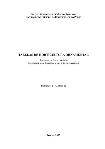 TABELAS DE HORTICULTURA ORNAMENTAL - Domingos Almeida