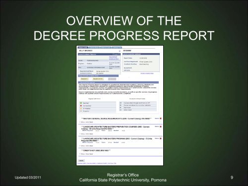Degree Progress Report User Guide for ... - Cal Poly Pomona