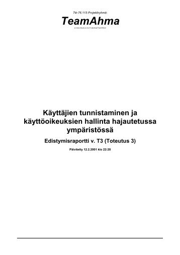 Edistymisraportti v. T3 - Niksula