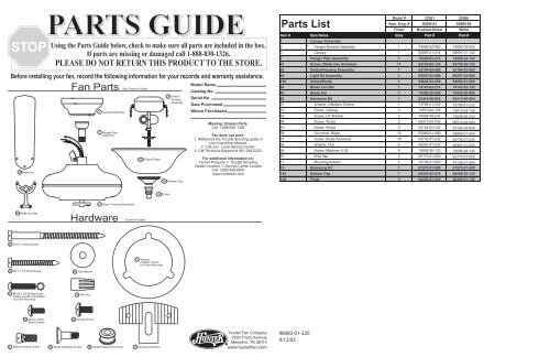Hunter Fan Company Parts Wiring Diagram