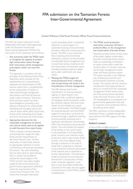 FPN vol 11 no 2 January 2012 - The Forest Practices Authority