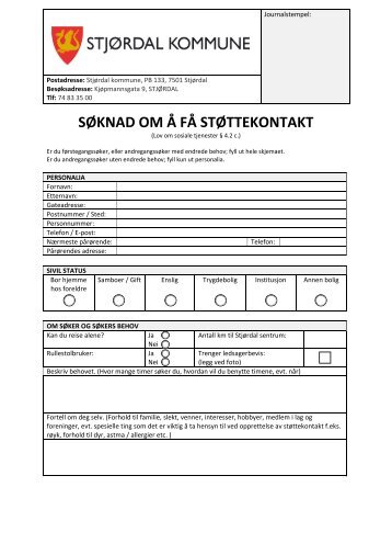 SÃƒÂ˜KNAD OM ÃƒÂ… FÃƒÂ… STÃƒÂ˜TTEKONTAKT - StjÃƒÂ¸rdal kommune