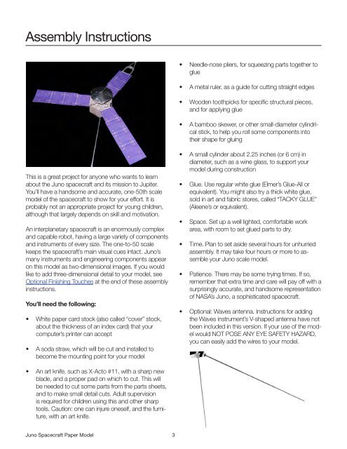 Juno Spacecraft Paper Model - New Frontiers - NASA