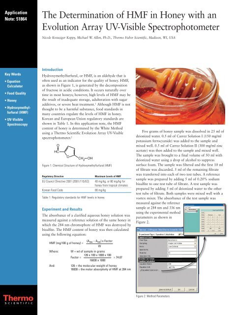 The Determination of HMF in Honey with an Evolution Array UV ...