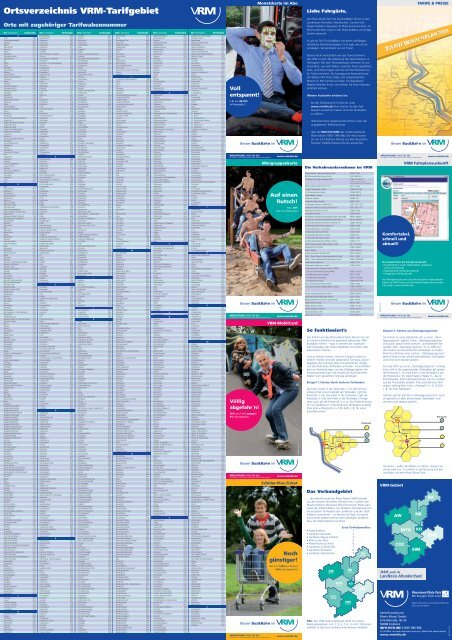 Ortsverzeichnis VRM-Tarifgebiet