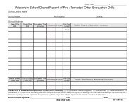 Wisconsin School District Record of Fire / Tornado / Other ...