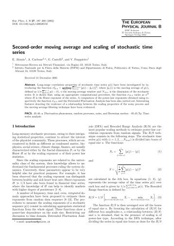 Second-order moving average and scaling of stochastic time series