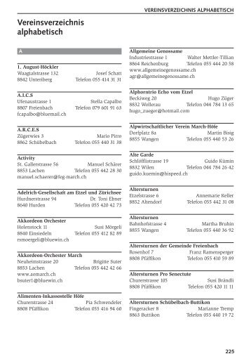 Vereinsverzeichnis alphabetisch - Orts-info.ch