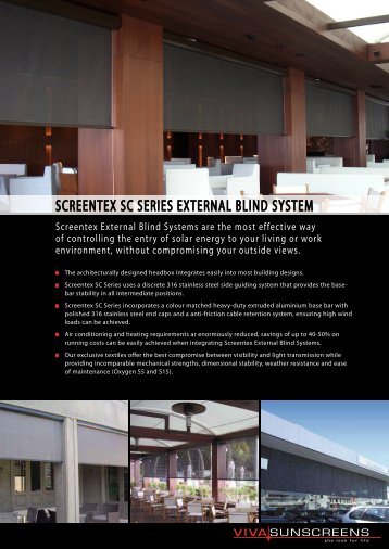 SCREENTEX SC SERIES EXTERNAL BLIND ... - Viva Sunscreens