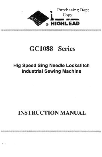 Instruction manual for Highlead GC1088 - Superior Sewing Machine ...