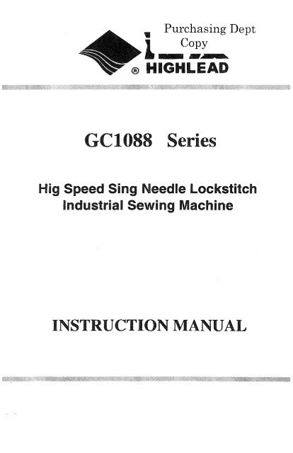 Instruction manual for Highlead GC1088 - Superior Sewing Machine ...