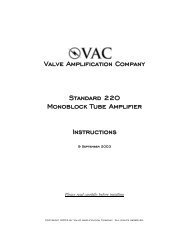 Valve Amplification Company Standard 220 Monoblock Tube ... - VAC