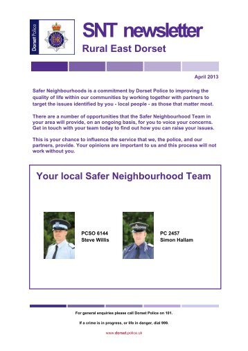 East Dorset Rural Newsletter - April 2013 (76kb PDF) - Dorset Police