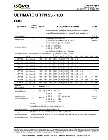 ULTIMATE U TPN 25 - 100 - Technische Isolierung