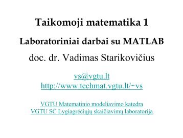 Taikomoji matematika 1 Laboratoriniai darbai su ... - techmat.vgtu.lt