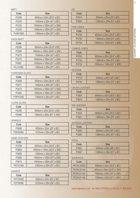 Product Catalogue - Hot Press