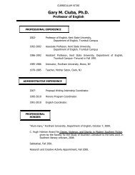 CURRICULUM VITAE for Gary M. Ciuba, Ph.D. Professor of English