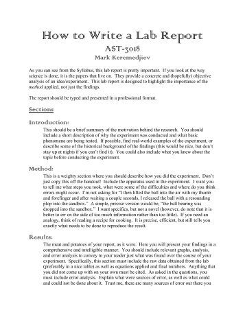 How to write lab report