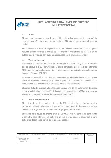 Línea de Crédito Multisectorial - Banco de Desarrollo Productivo