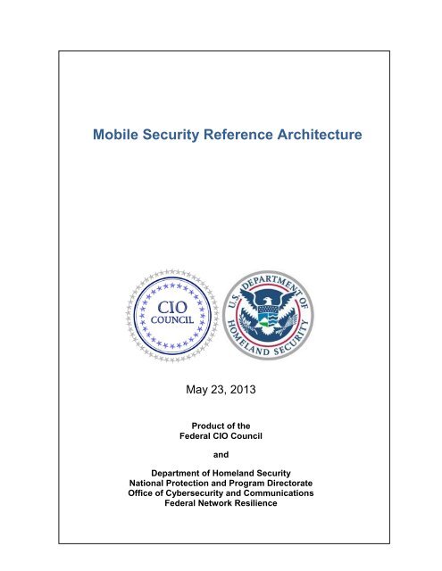 Mobile Security Reference Architecture - Chief Information Officers ...