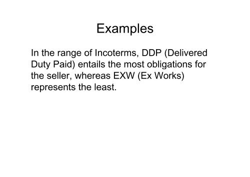 International Commercial Terms (INCOTERMS) - CTL