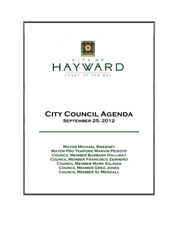 September 25, 2012 - City of HAYWARD
