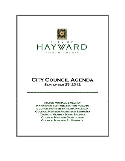 September 25, 2012 - City of HAYWARD