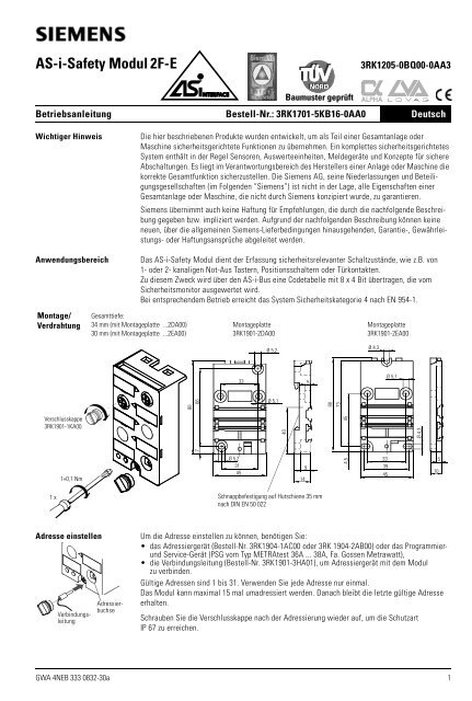 AS-i-Safety Modul2F-E - Siemens