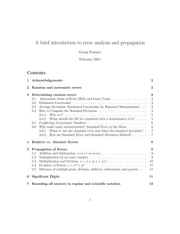 A brief introduction to error analysis and propagation - LBEN