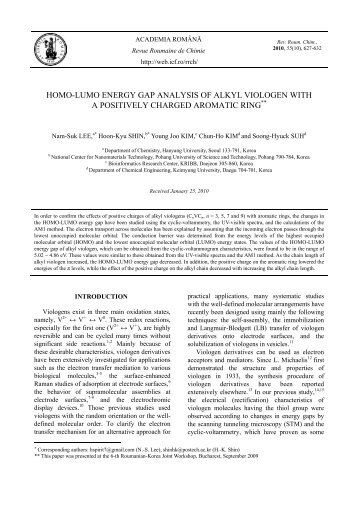 homo-lumo energy gap analysis of alkyl viologen - Revue ...