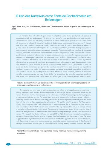 O Uso das Narrativas como Fonte de Conhecimento em Enfermagem