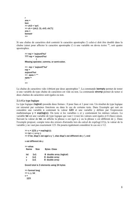 TP simulation Ã  l'aide du logiciel MATLAB - LASC