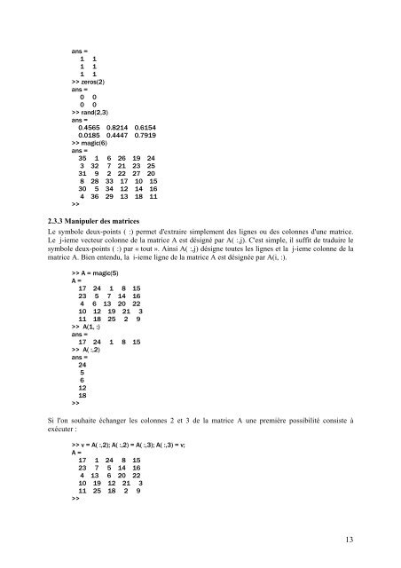 TP simulation Ã  l'aide du logiciel MATLAB - LASC