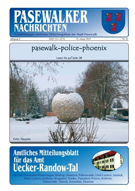 Jahrgang 8 ISSN 1611-227X 23. Januar 2010 Nr. 01 - Stadt Pasewalk