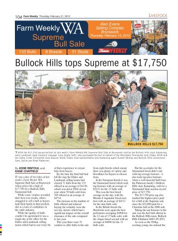Bullock Hills tops Supreme at $17,750